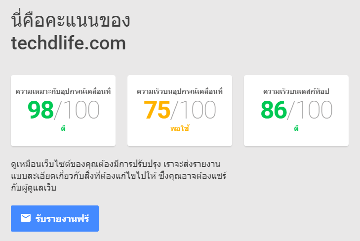 ผลการทดสอบเว็บไซท์